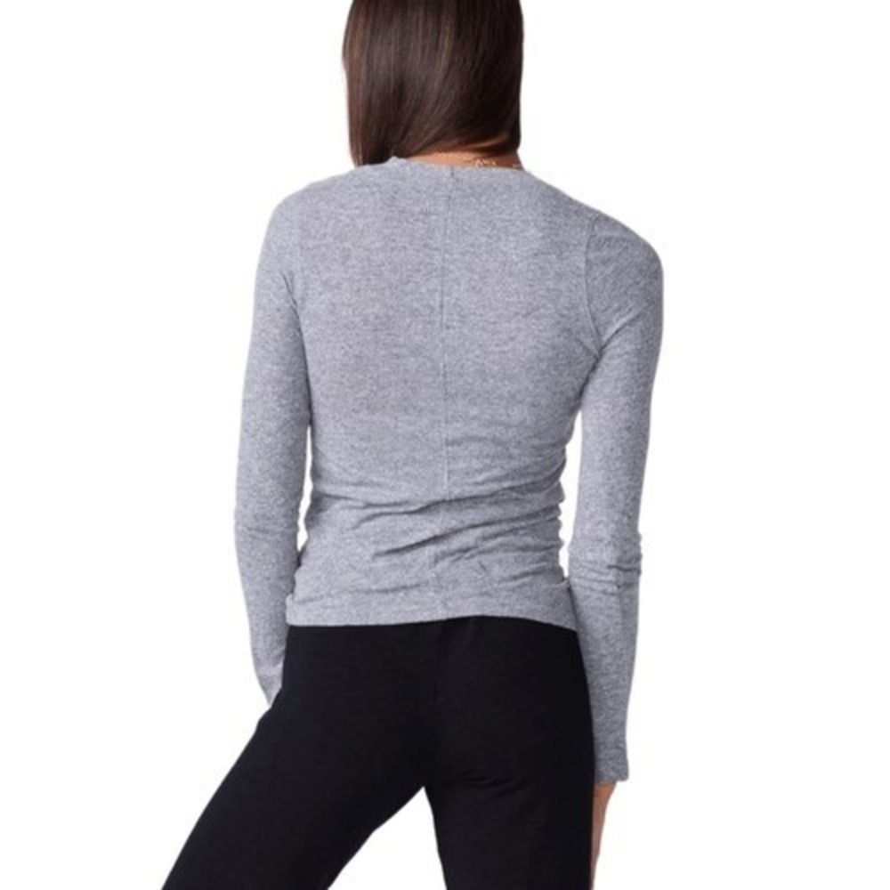 Monrow Womens Sz Large Charcoal Tri-Blend Fitted Long Sleeve Lightweight USA - Picture 8 of 10